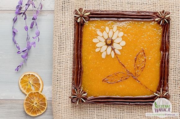Mazurek czekoladowo-pomarańczowy z konfiturą pomarańczową