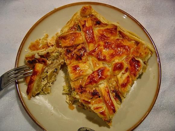Tarta z porem i kurczakiem