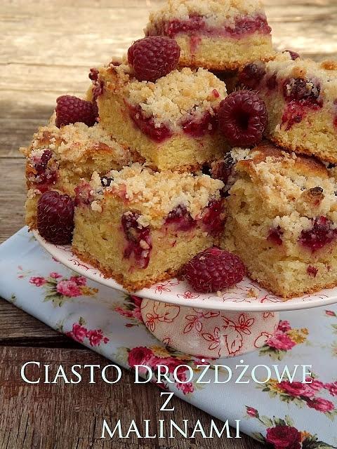 Ciasto drożdżowe z malinami