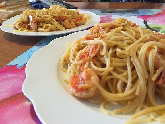 Spaghetti z krewetkami