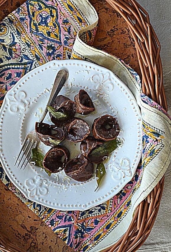 Pierożki kakaowe z pieczoną dynią i ricottą