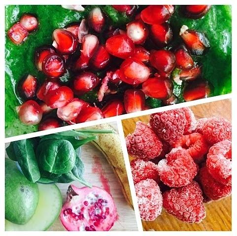 Granat witaminowy z mango, malinami, bananem i szpinakiem - smoothie