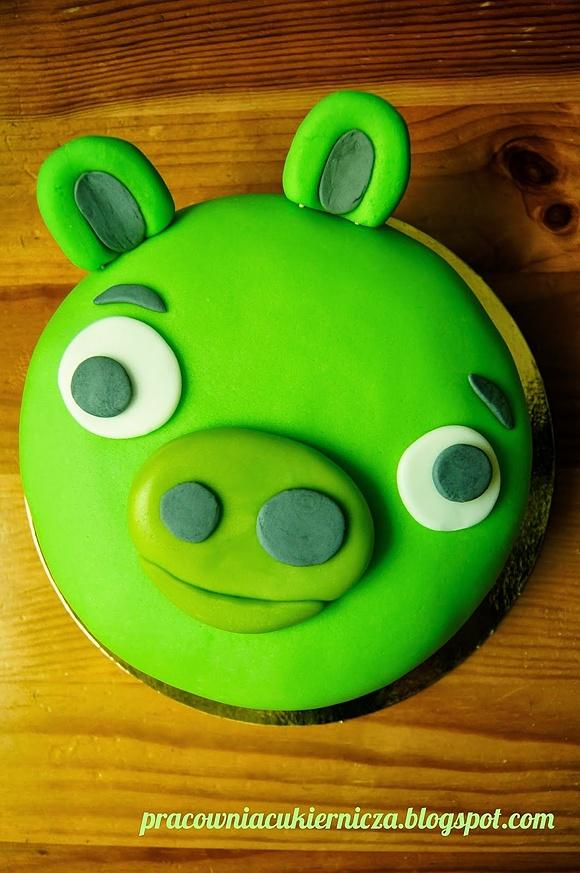 Tort zielona świnka z Angry Birds