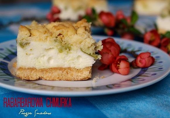 Rabarbarowa chmurka - kruche ciasto z pianką i rabarbarem