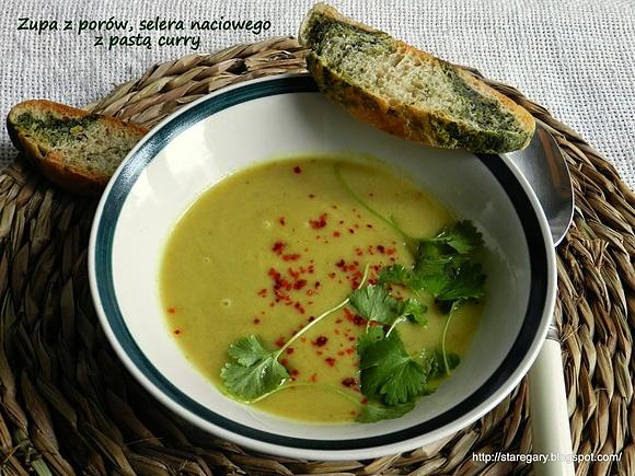 Zupa z porów i selera naciowego z pastą curry