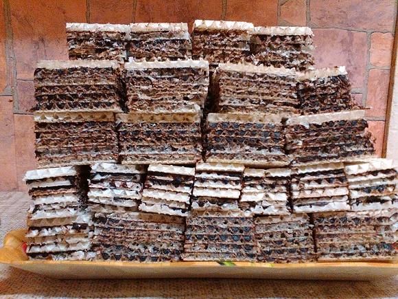 Wafelki z masą kakaową