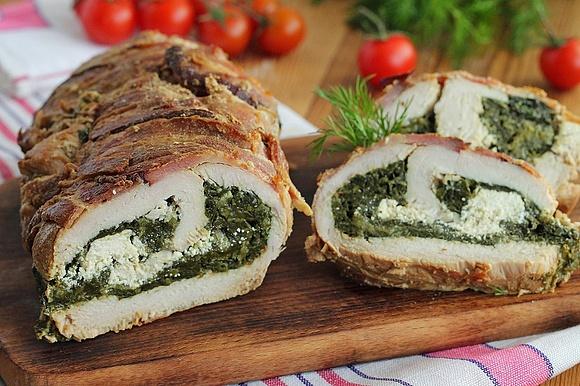 Rolada z indyka ze szpinakiem i fetą