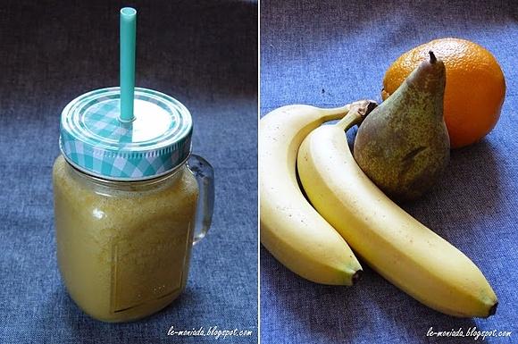 Smoothie z banana, pomarańczy i gruszki