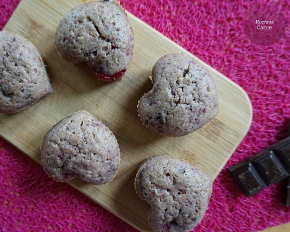 Maliny i czekolada muffinki