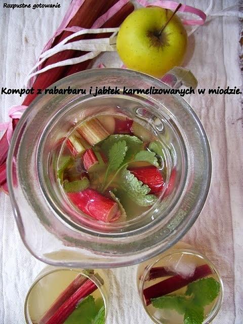 Kompot z rabarbaru i jabłek karmelizowanych w miodzie