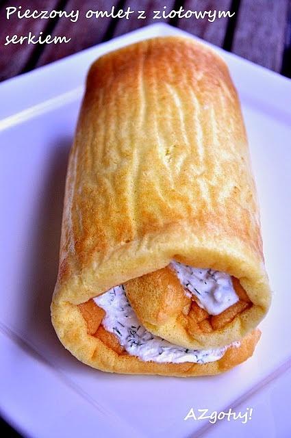 Pieczony omlet z ziołowym serkiem
