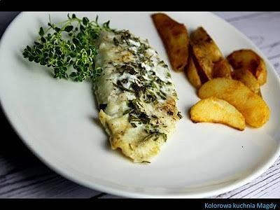 Pieczony turbot w ziołach
