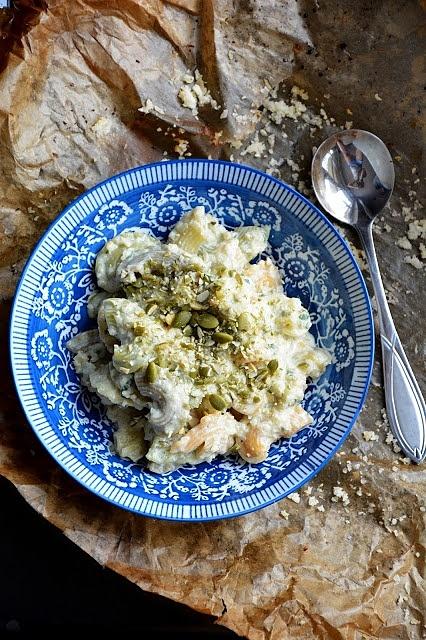 Creste di Gallo ze śmietanowym pesto z kalafiora i pestek dyni