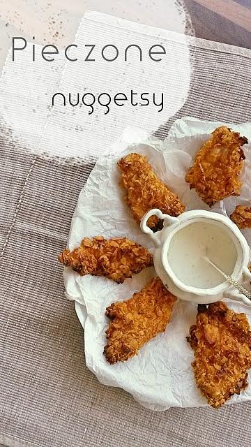 Pieczone nuggetsy z drobiu w płatkach kukurydzianych