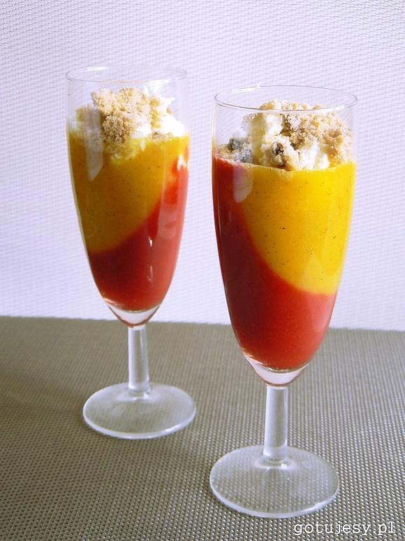 Mus z truskawek i mango z kokosowym mascarpone