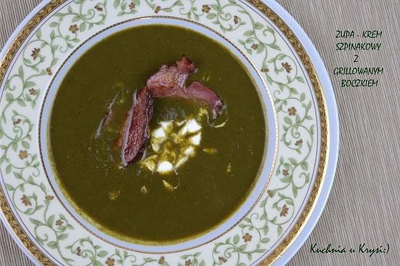 Zupa krem szpinakowy z grillowanym boczkiem