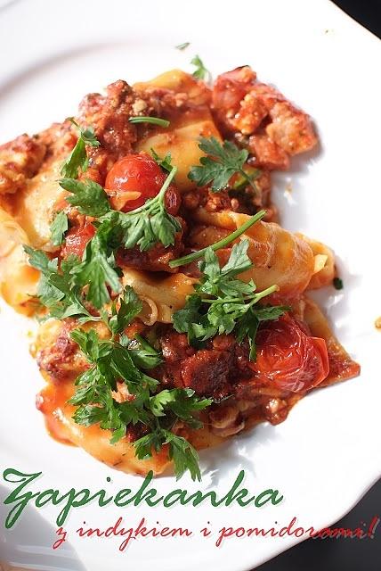 Zapiekanka z mięsem z indyka i makaronem lasagne