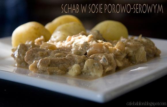 Schab w sosie porowo-serowym