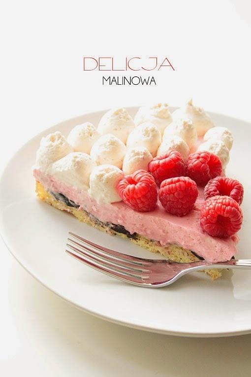 Delicja malinowa schłodzona z czekoladą i biszkoptem