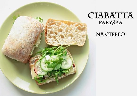 Ciabatta paryska z serem camembert, szynką i rukolą