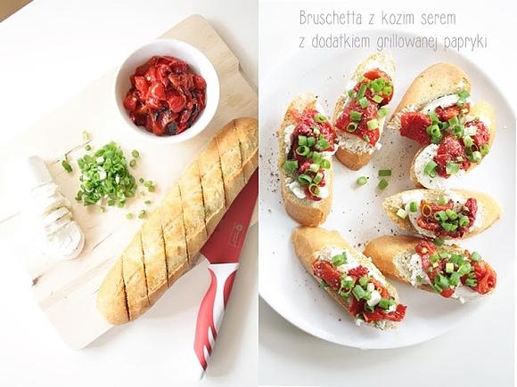 Bruschetta z kozim serem i grillowaną papryką