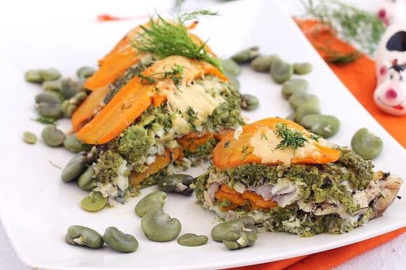 Zapiekany dorsz z pesto z bobu