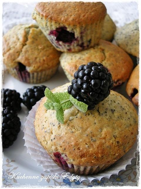 Muffinki makowe z jeżynami