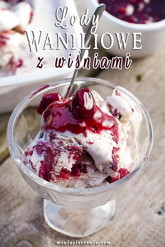Ekspresowe waniliowe lody z wiśniami bez jajek i maszyny