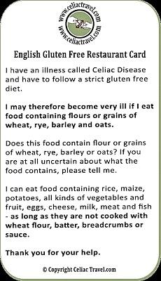 Karta informacyjna dla celiaków gluten free restauracje