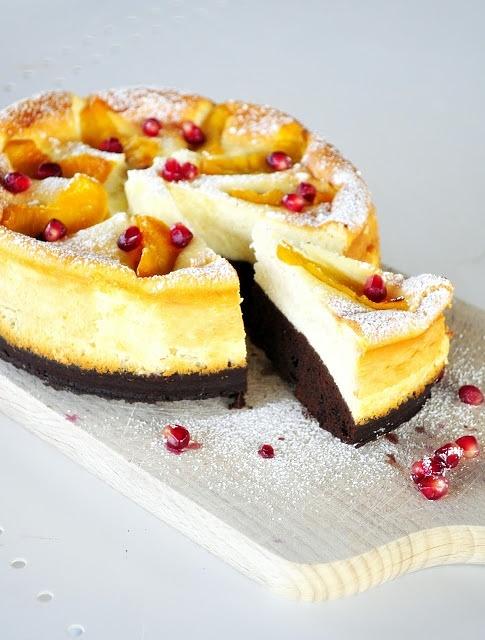 Mini sernik na spodzie brownie