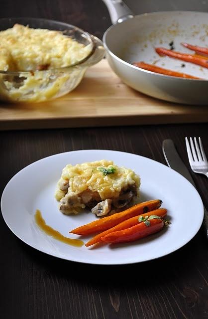 Zapiekanka z puree ziemniaczanym i kurczakiem