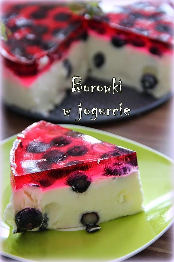 Borówki w jogurcie - ciasto na zimno