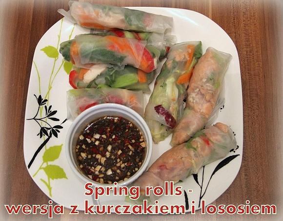 Spring rolls z kurczakiem i łososiem