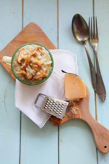 Risotto z kurkami i serem bursztyn