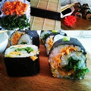 Sushi wegańskie z jarmużem i marchewką