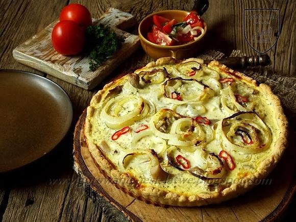 Tarta z boczniakiem i białą papryką