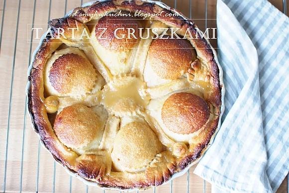 Owsiana tarta z gruszkami i dżemem