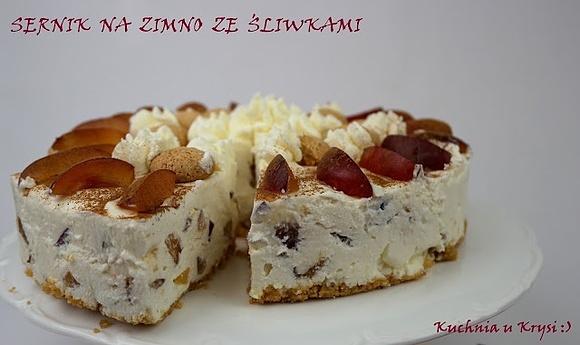 Sernik na zimno ze śliwkami