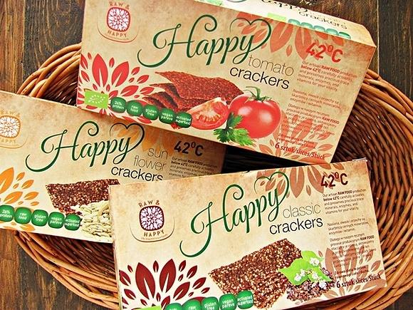 Krakersy ekologiczne Raw&Happy pomidorowe, słonecznikowe i gryczane