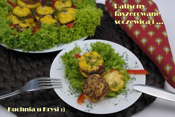 Patisony faszerowane zieloną soczewicą i pieczarkami