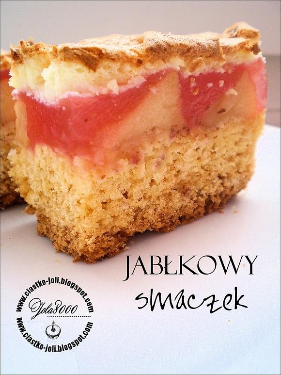Jabłkowe ciasto z budyniem malinowym i kokosem