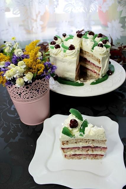 Malina róża limonka tort urodzinowy