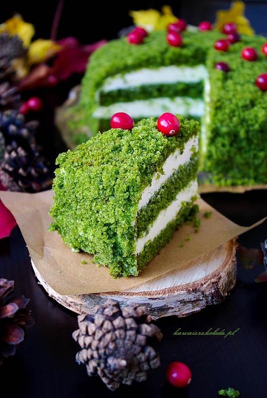 Tort leśny mech z szpinakiem i mascarpone