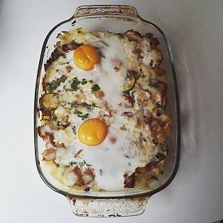 Zapiekanka z ziemniaków boczku i cukinii