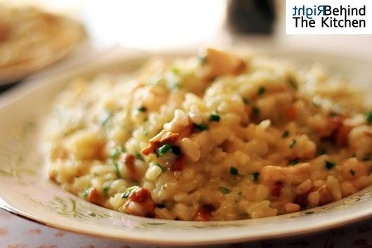 Włosko-polskie risotto ze świeżym pstrągiem i kurkami
