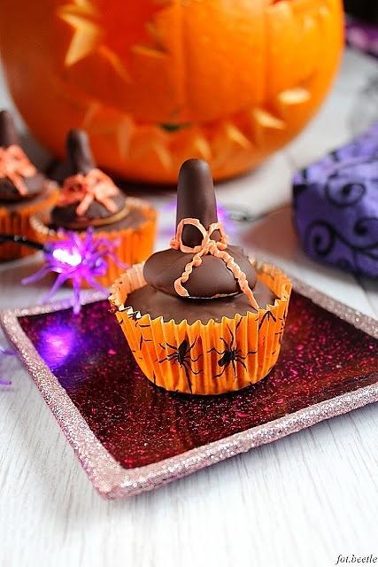 Babeczki kapelusze wiedźmy na halloween