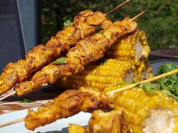 Moroccan style chicken skewers