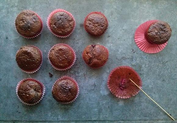 Muffiny z czekoladą i malinami