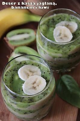 Deser z kaszą jaglaną bananem i kiwi