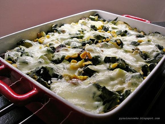 Zapiekanka z ryżem, szpinakiem i mozzarellą